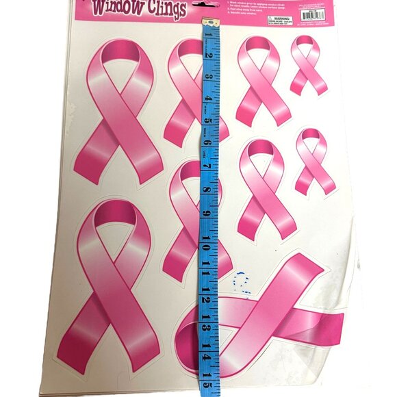 Breast Cancer Awareness Pink Ribbon Window Clings & Glitter Ribbon Visor - Picture 11 of 11